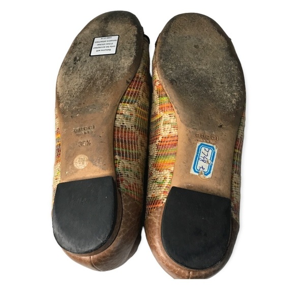 *Authentic* Gucci GG monogram raffia bamboo horsebit kitty ballet flats - Picture 9 of 9